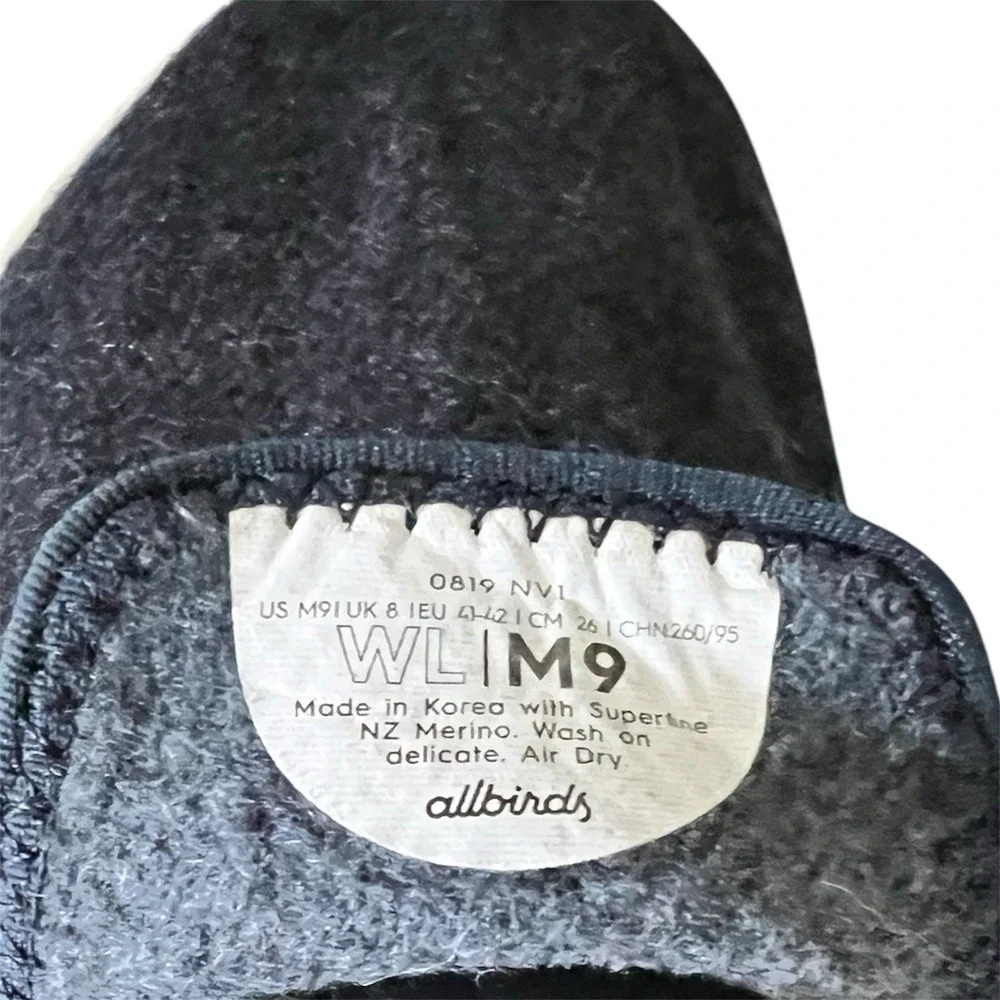 Allbirds Wool Loungers‎ Mens 9 Navy Blue Charcoal Merino Wool Slip On Sneakers